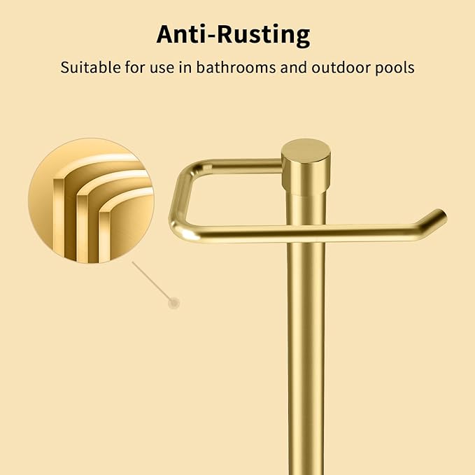 YUMORE Hand Towel Holder Stand Countertop Towel Rack Free Standing Towel Bar Hanger for Bathroom Kitchen (Gold)