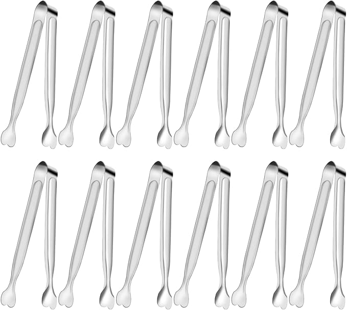 Small Serving Tongs, Anytrp 12-Pack Stainless Steel Sugar Tongs, 5.3inch Kitchen Metal Appetizers Tong for Serving Food, Buffets, Coffee Bar, Tea Party, Desserts Party and Ice Bucket