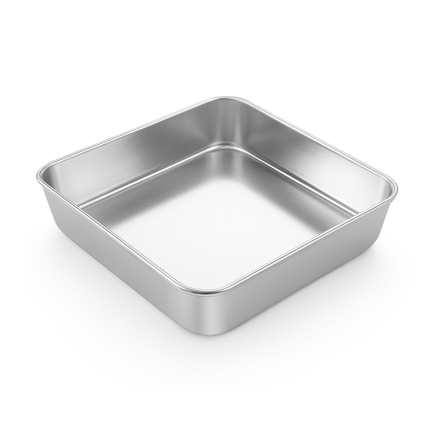 LIANYU 8 Inch Square Baking Cake Pan Set of 4, Stainless Steel Brownie Pan