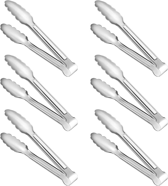Serving Tongs,Buffet Tongs, Dmoera Stainless Steel Food Tong Serving Tong Small Serving Tongs Stainless Steel Mini Appetizer Tongs, Set of 12