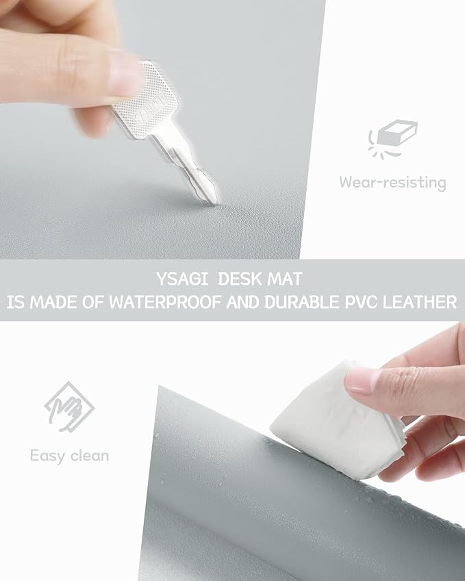 YSAGi Non-Slip Leather Desk Pad L Size, Waterproof Laptop Computer Desk
