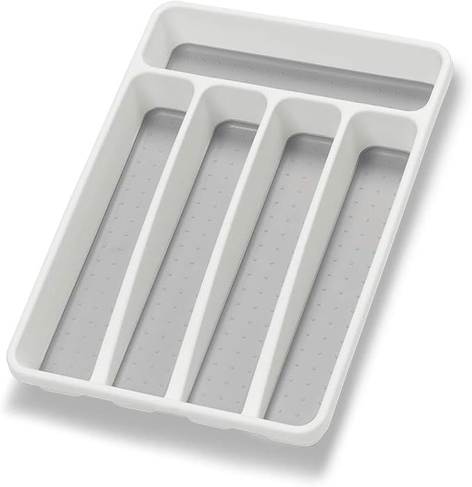 Loyareal Silverware Organizer Utensil Organizer Holder Kitchen Drawer Organizer Plastic Silverware Tray for Drawer Flatware Organizer 6 Compartment White