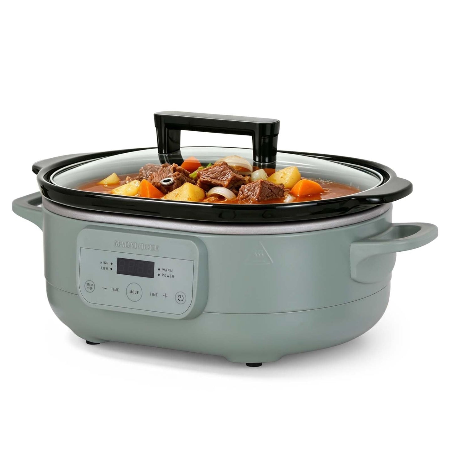 MAGNIFIQUE 6 Quart Programmable Slow Cooker Removable Healthy Nonstick Pot - Small Kitchen Appliance for Family Dinners - Serves 6+ People - Heat Settings: Keep Warm Brown Sugar
