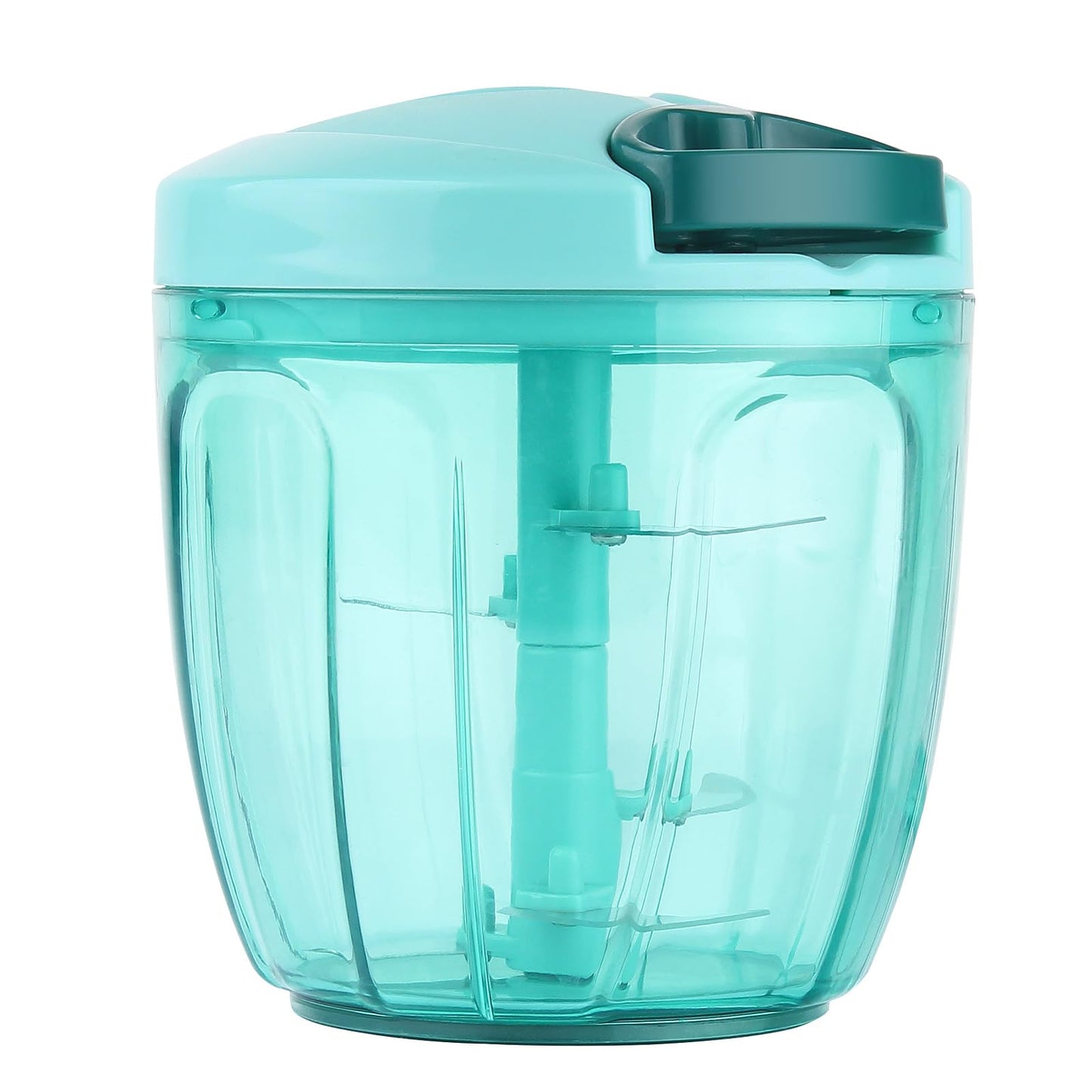 Ourokhome Manual Food Processor Vegetable Chopper, Portable Hand Pull String Garlic Mincer Onion Cutter for Veggies, Ginger, Fruits, Nuts, Herbs, etc., 500ml, Blue