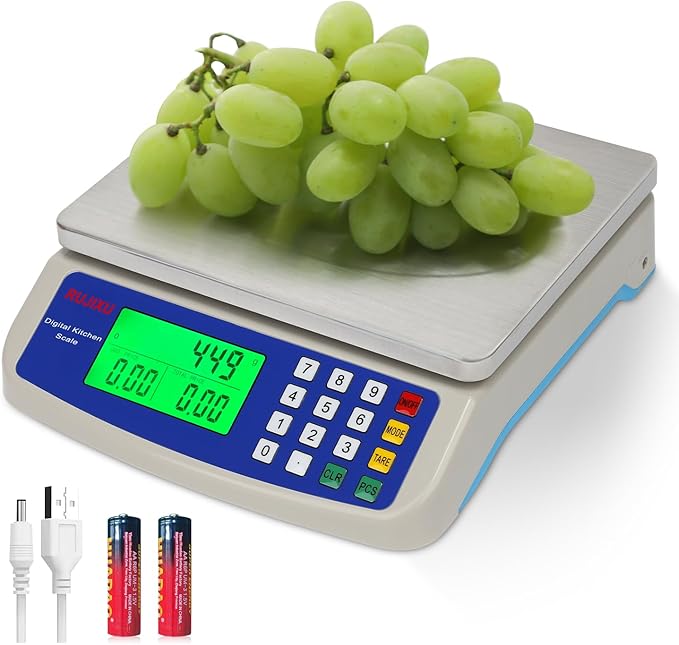 Food Scale 88lb/40kg Large Digital Kitchen Scale 0.05oz/1g with Price Computing Commercial Scale 304 Stainless Steel gram Scale for Baking Cooking Meat Restaurant ,USB or AA Battery(Included)
