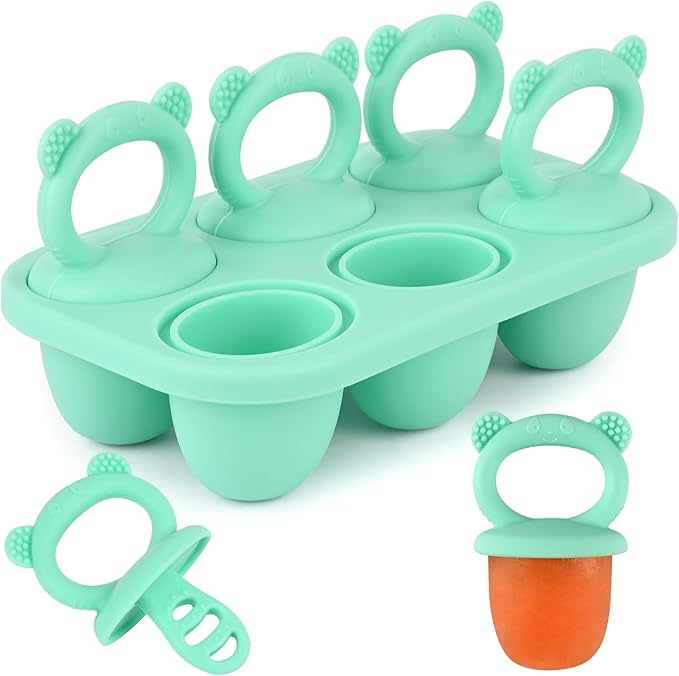 Sakolla Baby Popsicle Molds Mini 6-Cavity Silicone Ice Pop Mold with Sticks Breastmilk Popsicle Molds for Teething Relief Toddler Popsicle Mold for Ice Cream Frozen Yogurt and Fruit Juice (Red)