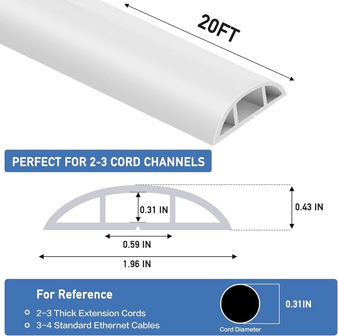 Floor Cord Cover Self Adhesive Cord Hider Floor Extension Cord Covers