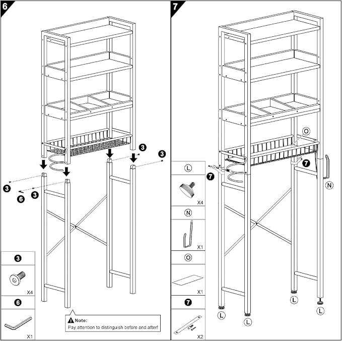 Over The Toilet Storage Cabinet,4 Tier Bathroom Organizers and Storage With Adjustable Shelf Waterproof Feet Pad and Basket ,Multifunctional Space Saver Freestanding Bathroom Shelves With Dividers
