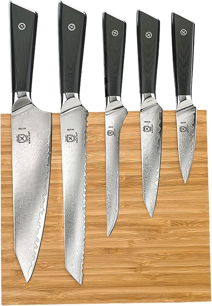 Mercer Culinary Premium Grade Super Steel 8-Piece Knife Set with Magnetic Stand, G10 Handles