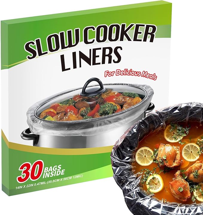 ECOOPTS Slow Cooker Liners (40 Liners), 13" × 21" Pot Liners Fit 3-8 Quarts, Disposable Cooking Bags Suitable for Oval & Round Pot, BPA Free (13" × 21")