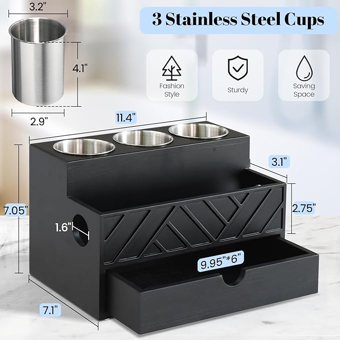 Hair Tool Organizer, Hair Dryer Holder with Drawer, Bathroom Countertop Organizer for Bathroom Accessories, Blow Dryer Organizer for Hair Styling Tools, Vanity Organizer for Bathroom, Vanity, Kitchen