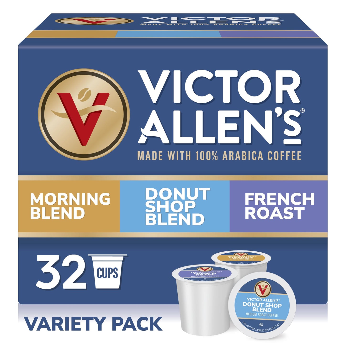 Victor Allen's Coffee Variety Pack (Morning Blend, 100% Colombian, Donut Shop Blend, and French Roast), 42 Count, Single Serve Coffee Pods for Keurig K-Cup Brewers