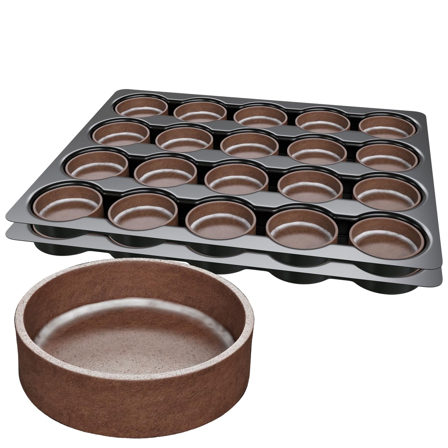 Cambie Sweet Round Large Tart Shells, 3.15" Diameter, French Style Tart Shells with White Chocolate Coating (Pack of 24)