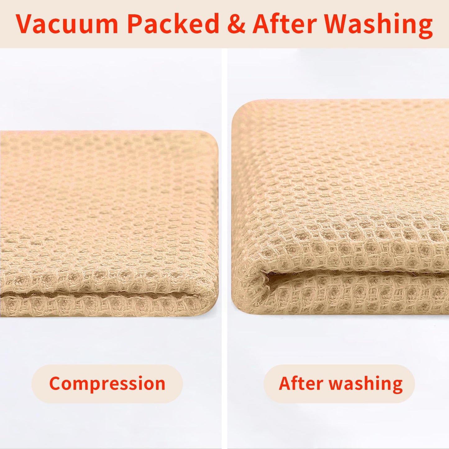 Homaxy 100% Cotton Waffle Weave Kitchen Dish Towels 4-Pack, Apricot