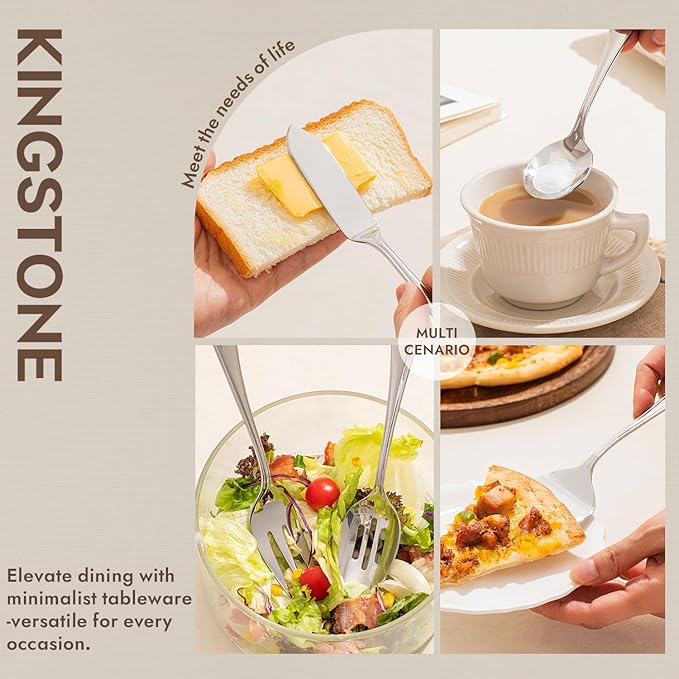 KINGSTONESilverware Set, 18/10 Stainless Steel, Silver