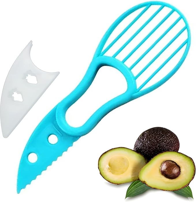 SoKalChw Avocado Slicer Tool 3 in 1, Avocado Pit Remover Kitchen Gadgets, Avocado Corer Tool, Fruit & Avocado Peeler Tools, Green