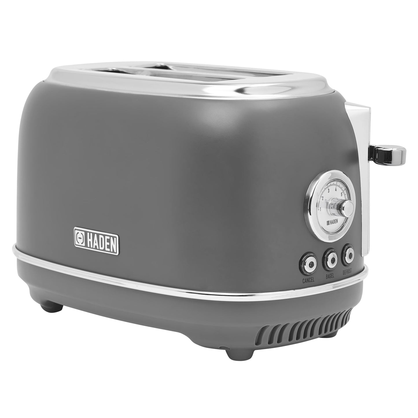 Haden Chelsea 4-Slice Wide Slot Stainless Steel Toaster with Adjustable Browning Control & Non-Slip Feet, Grey & Chrome