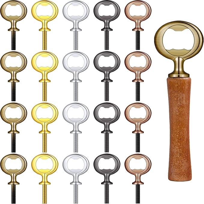 Patelai 5 Pieces Metal Bottle Opener Kit Blank Stainless Steel Bottle Opener Inserts Hardware for Wedding Wine Party DIY Project Craft Wood Turning