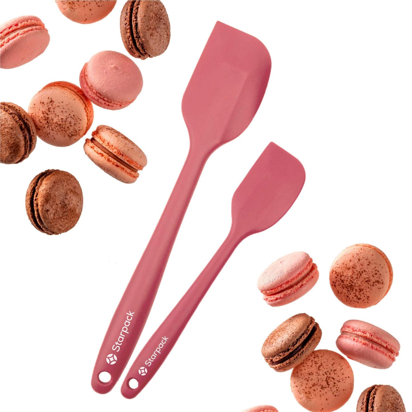 Starpack 'Scrape and Stir' Silicone Rubber Spatula Set (4-Piece) - LFGB Non Toxic, 600°F Heat Resistant, BPA-Free, One-Piece Kitchen Baking Spatulas - Dishwasher Safe for Nonstick Cookware Earthy Pink