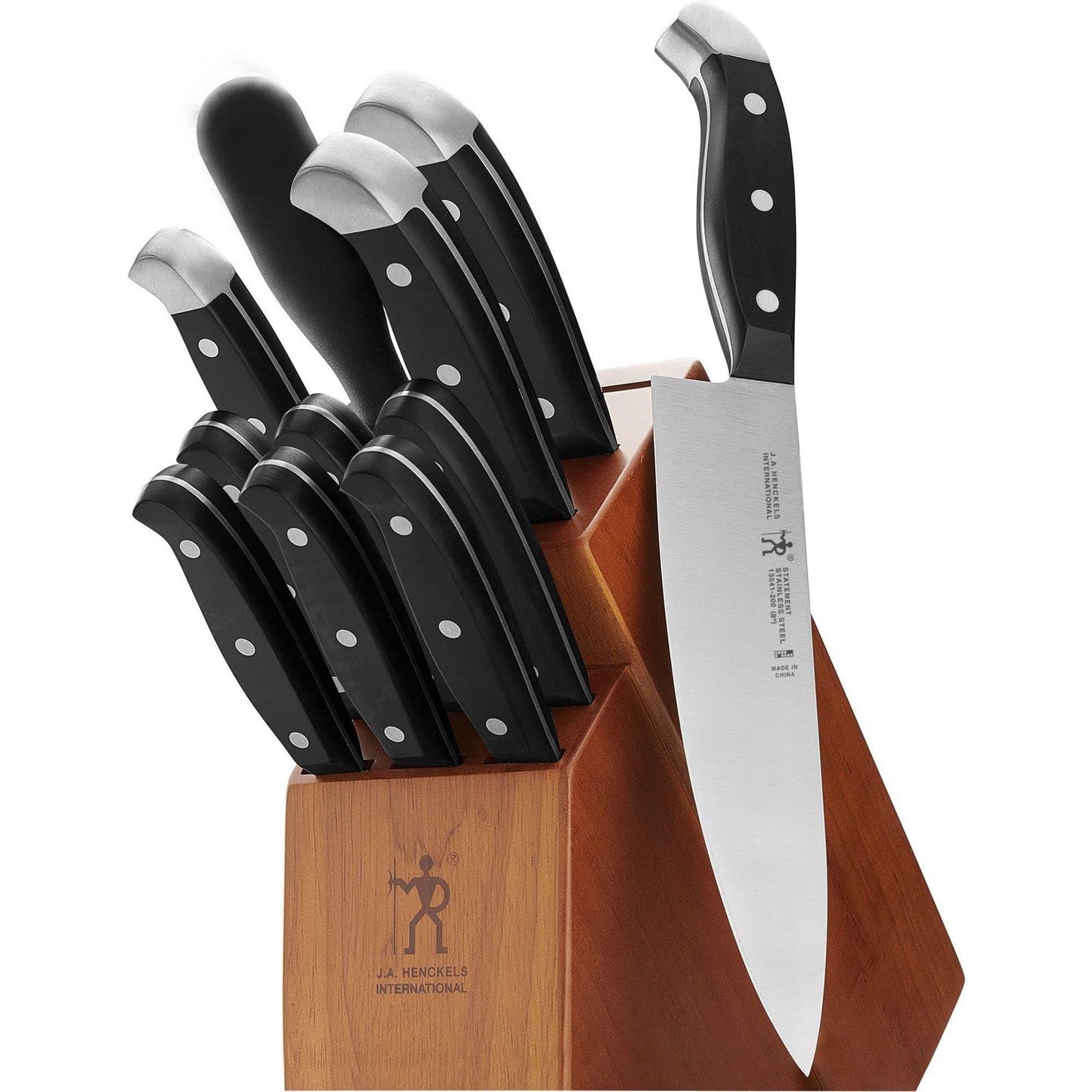 HENCKELS Premium Quality 12-Piece Knife Set with Block and Knife Sharpener, Razor-Sharp, German Engineered Knife Informed by over 100 Years of Masterful Knife Making, Dark Brown