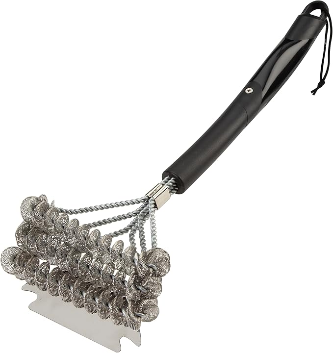 Cuisinart Stainless Steel 16.5" Long Handle Grill Cleaner Brush and Scraper for BBQ, Griddle, Grills, Cookout Tool, Grill Brush for Outdoor Grills BBQ Accessories