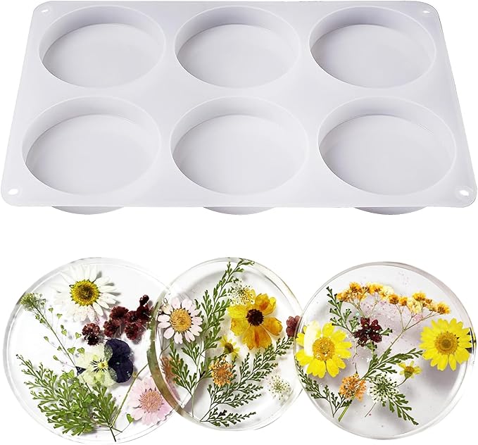 2 PCS Thickened Coaster Resin Mold, 7.5 Inches & 5.5 Inches Silicone Mold for Epoxy Resin Casting, DIY Coasters, Bowl Mats, Candle Holders, Home Decoration