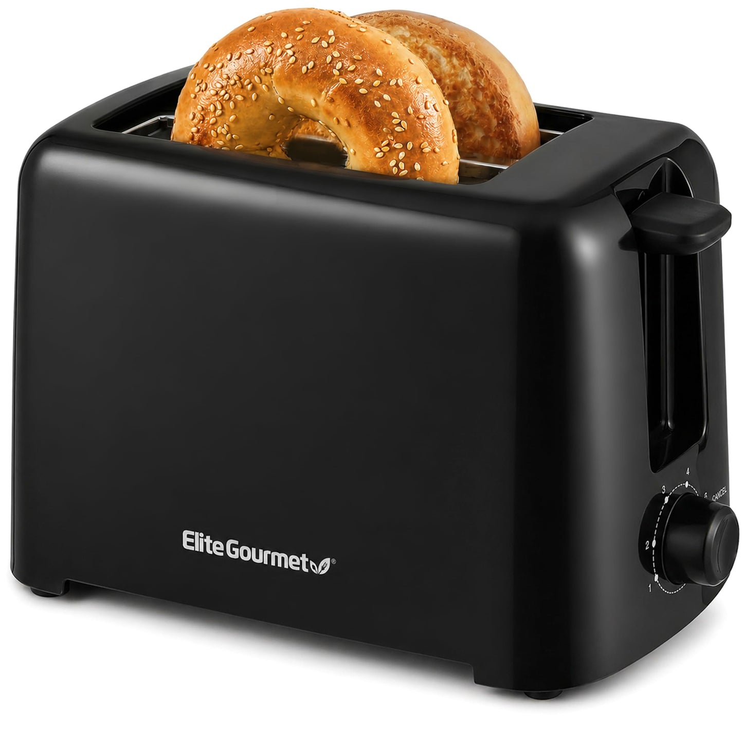 Elite Gourmet 2-Slice Cool-Touch Toaster, 1.25" Extra-Wide Slots, 6 Shades