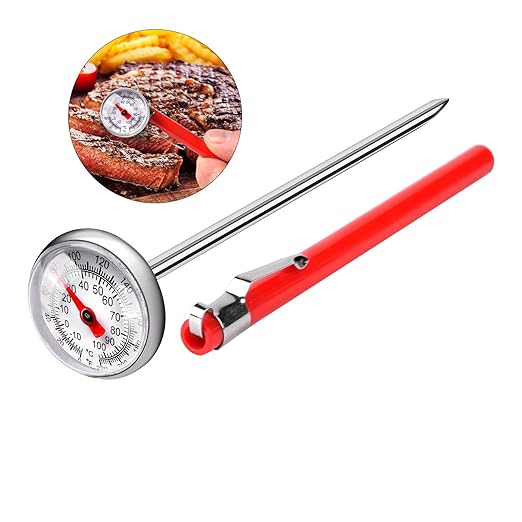 2 PCS Meat Thermometer for Grilling, Food Thermometer for Cooking, Milk, Meat Thermometers for Grilling Cooking, Kitchen Instant Read Thermometer, Pocket Thermometers Food Temperature Probe