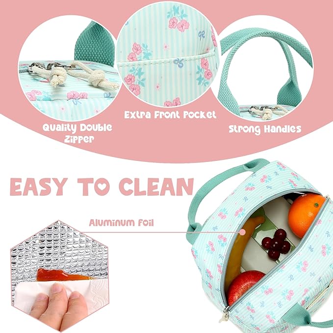 Bluboon Lunch Box for Women Cute Lunch Bag Reusable Insulated Lunch Bags Large Capacity Lunchbox Cooler for Work Picnic or Travel