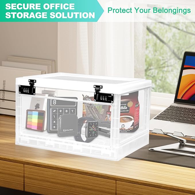 Large Medicine Lock Box with Dual 3-Digit Combination Locks, 24L Lockable Storage Box for Medication, Snacks, Phone, and Electronics - BPA-Free Organizer Bin for Home, Office, Fridge, and Safety