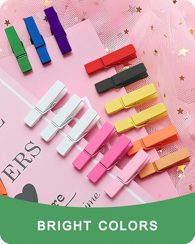 Mini Clothes Pins Wooden Colored Green Small Clothespins for Photo 1.4 Inch 50 PCS, Tiny Clips Close Pin for Baby Shower Classroom Crafts Project Decorations Hanging Pegs