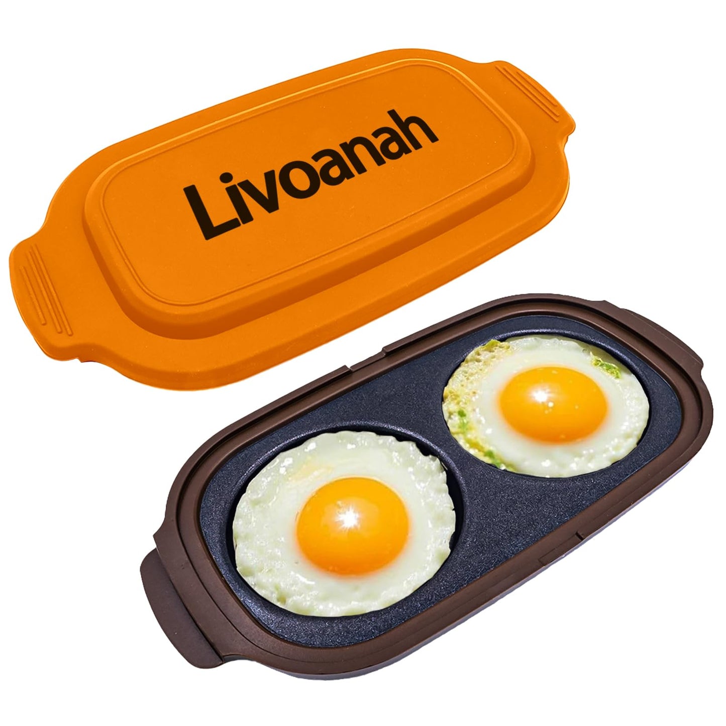 Livoanah Microwave Egg Cooker for 2 Eggs - Microwave Egg Poacher & Fryer for Breakfast Sandwiches, Quick Breakfast Maker, Nonstick, Dishwasher Safe, BPA-Free, Portable for Home, Travel & RV (Red)