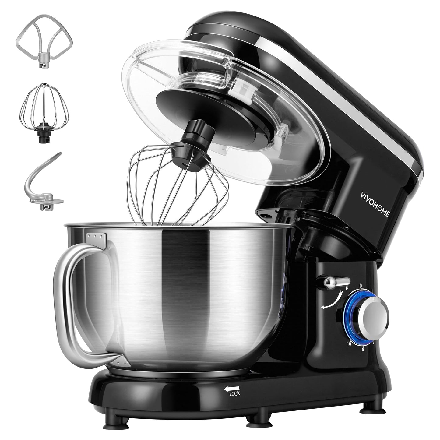 VIVOHOME Stand Mixer, 6-Quart Tilt-Head Kitchen Mixer with Bowl, Pink