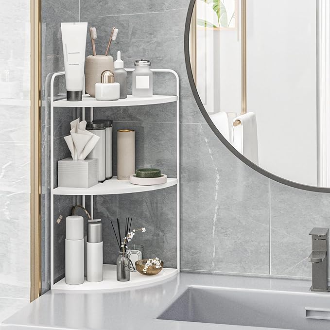 Bathroom Counter Organizer,Countertop Organizer,Vanity Organizers,Bathroom Storage,Bathroom Sink Caddy,Counter Shelf,Corner Counter,Corner Shelves(White)