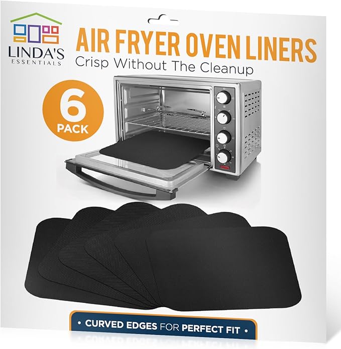 Toaster Oven Liners for Bottom of Oven (2 Pack) Reusable Non-Stick Heat Resistant Toaster Liners, Compatible with Ninja, Cuisinart, Emeril Lagasse & More, Toaster Mat, 12"x12" (Black)