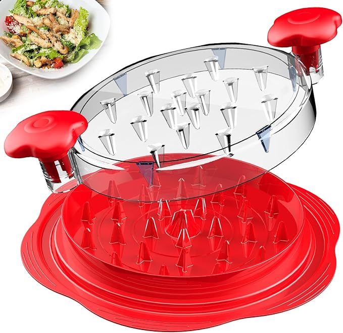 Chicken Shredder Tool Twist Large Meat Shredder with Brush&Fork, Brown