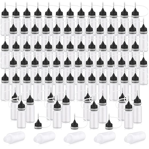Zhehao 100 Pcs 10 ML Metal Applicator Bottle, Mini Glue Bottle for DIY Craft, Acrylic Painting, Quilling, Art Projects(Black)