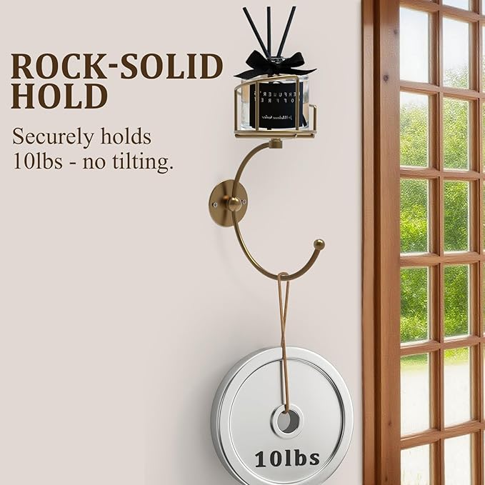 Hand Towel Holder for Bathroom with Vintage Wall Mounted Candle Holder, Rustproof Anti-Corrosion Alloy Unique Gold Towel Hook, Sturdy Coat Hanger for Vintage Kitchen Bathroom Decor and Accessories