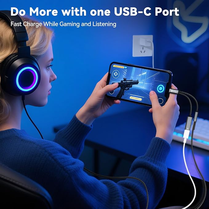 2PCS USB C Splitter for KZ ZS10 PRO, CCZ CA01 USB C to 3.5mm Audio Headphone