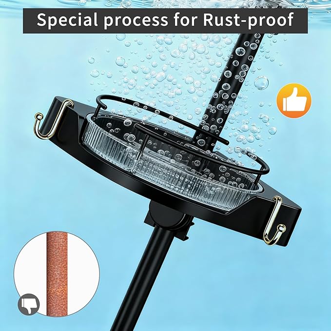 Shower Caddy Tension Pole with 4 L-Lazy Susan Organizer 360 Rotating 35-128 Inch No Drilling Floor Standing Shelves Adjustable Shower Rack for Bathroom Corner (Black)