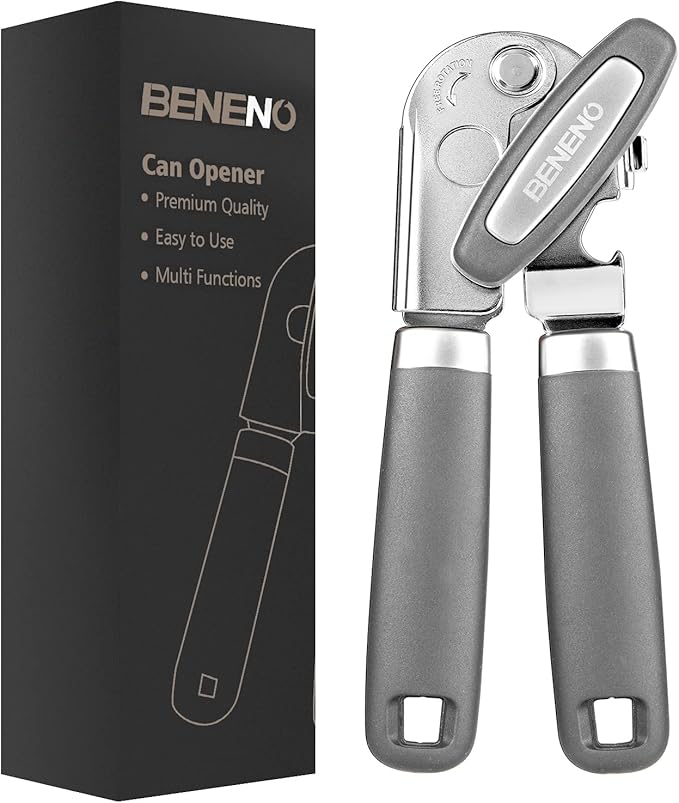 Beneno Heavy Duty Hand Can Opener Manual with Magnet Lid Remover, Green