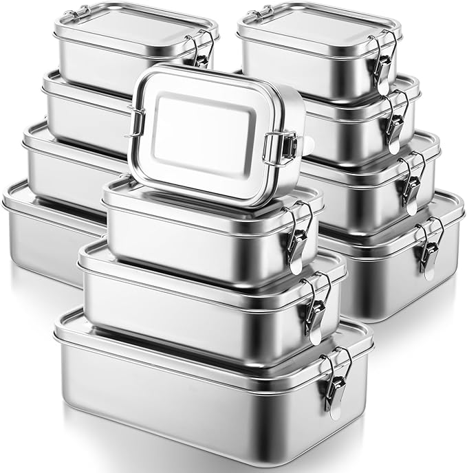 Umigy Stainless Steel Food Containers, 5 Sizes, Divided, 5 Pcs