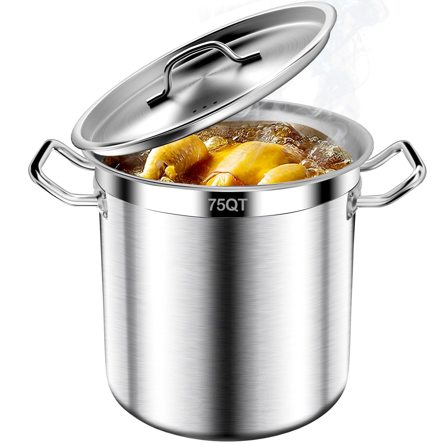 Large Stock Pot-35QT Stainless Steel Stockpot with Lid, Heavy Duty Tri-Ply Bottom Commercial Grade Stock Pot & Stockpots for Boiling Cooking Soup Stew Canning Cooking Pots, Cookware Sauce Pot