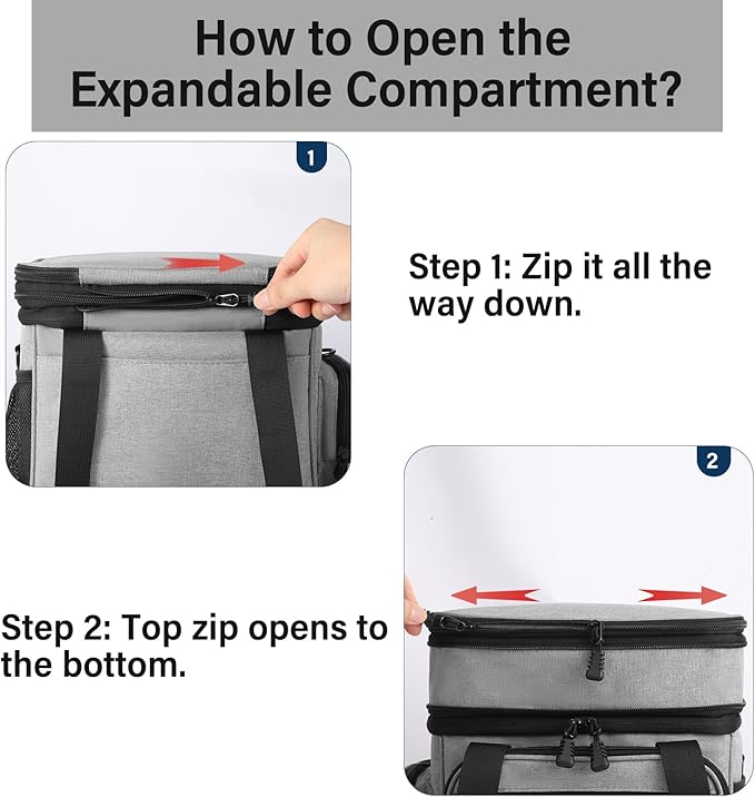 Expandable Tactical Lunch Box, Large Insulated Lunch Cooler Bag Heavy Duty Leakproof Lunch Pail for Men Adults Work Office Outdoor Picnic Trips,16L,Grey