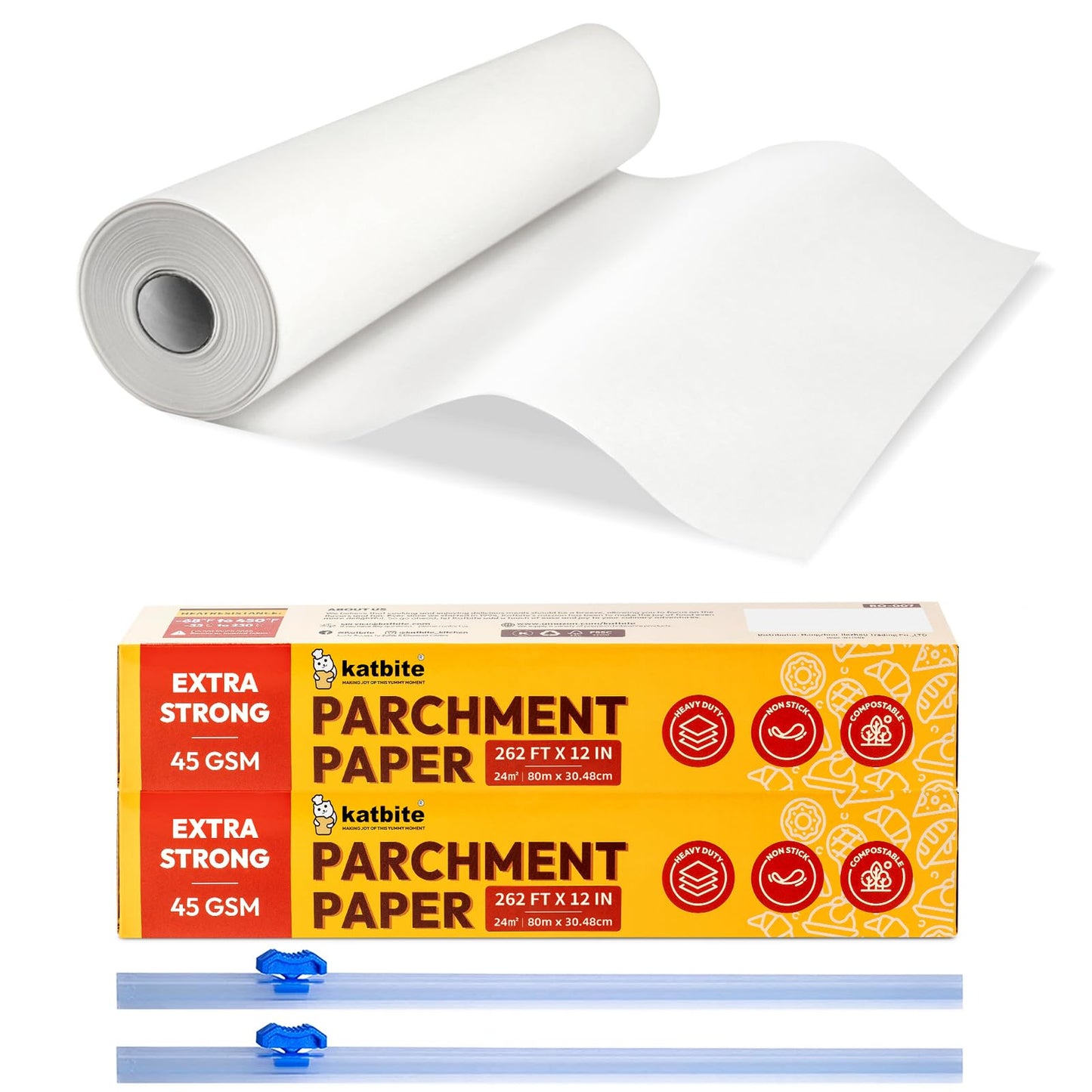 Katbite Heavy Duty Parchment Paper Roll, 15 in x 115 ft, 145 Sq Ft, White