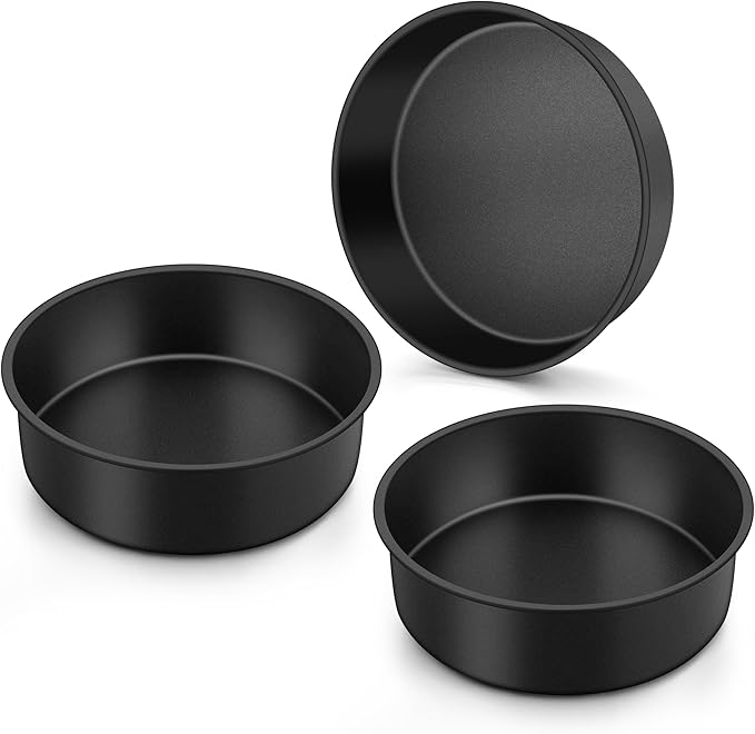 Onader Small Mini Round Cake Pan, 4 Inch Smash Cake Bake Pans Sets of 3 for Baking, Stainless Steel Baking Tins for Birthday Wedding, Nonstick