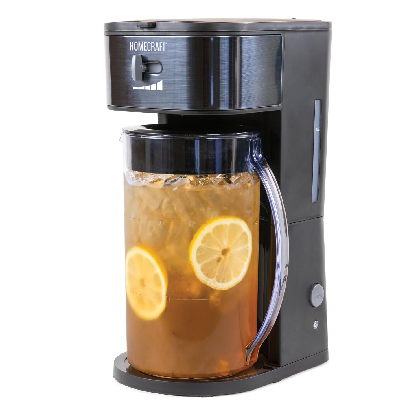 HomeCraft 3-Quart White Stainless Steel Café' Iced Tea And Iced Coffee Brewing System, 12 Cups, Strength Selector & Infuser Chamber, Perfect For Lattes, Lemonade, Flavored Water, Large Pitcher