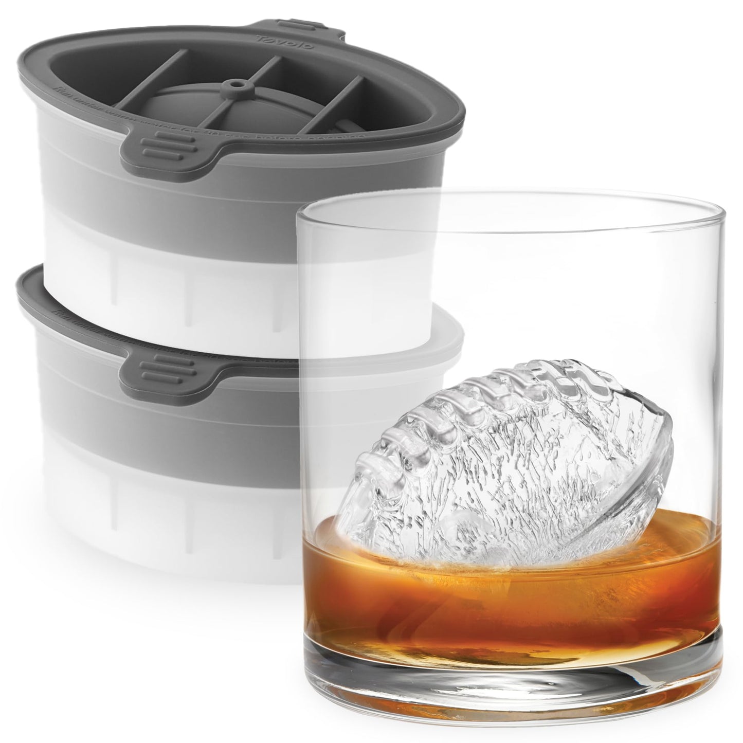 Tovolo Baseball Ice Molds Pack of 2 Large Craft Ice Mold Spheres for Whiskey Bourbon Cocktails, Dishwasher Safe BPA Free Silicone Baseball Ice Sphere Fun Gifts for Baseball Fans Coaches Fathers Dads