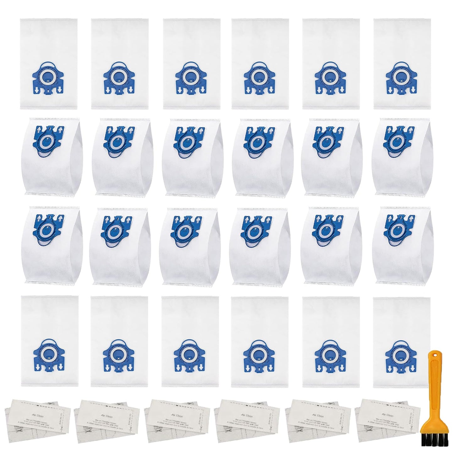 24 Pack 3D Airclean Vacuum Bag Replacement for Miele FJM Vacuum Compact C2 Compact C1 Complete C1 S241 S290 S300i S500 S700 S4 S6 Series With 6 Motor Protection Filters 6 AirClean