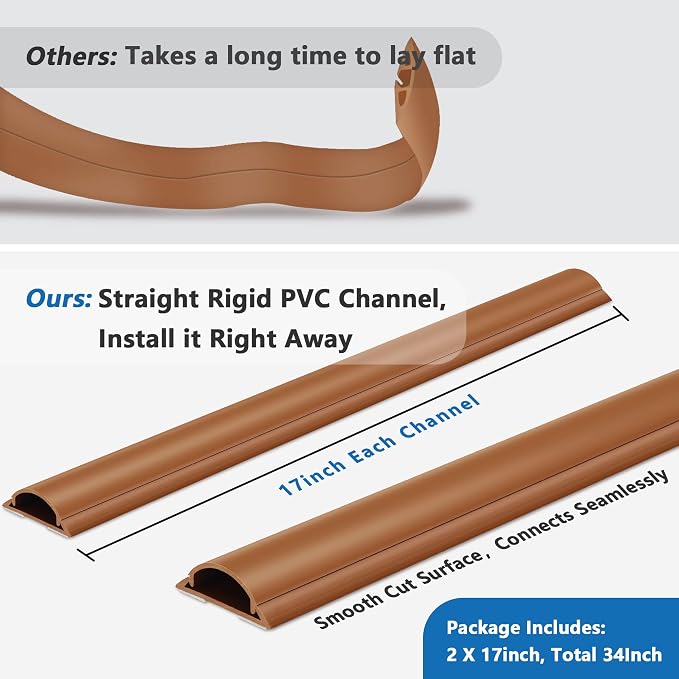 Cord Hider Floor 34in, Large Capacity Floor Cord Cover, Hard PVC Wire Cover
